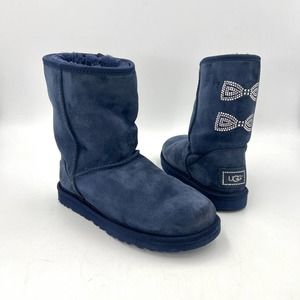 Ugg Classic Short Boots Swarovski Crystal Bows Blue 1006698